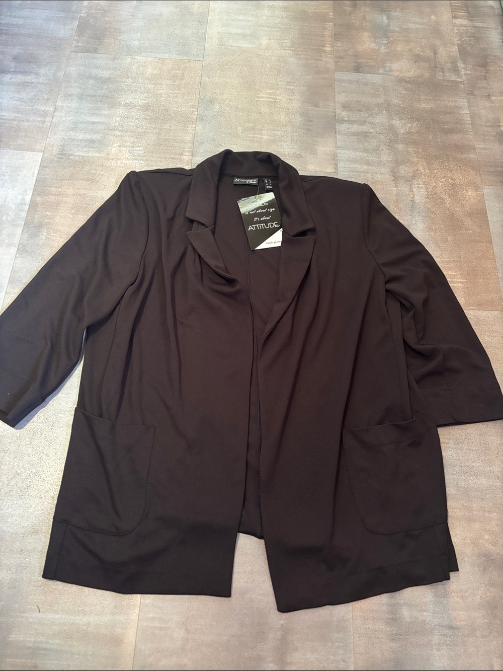 Attitudes by Renee Black Open-Front Large Blazer Jacket
